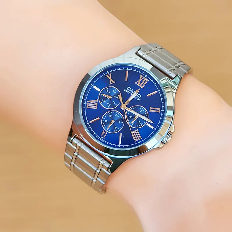 Casio Enticer Stainless Steel Blue Dial Men's Watch- MTP-V300D-2A